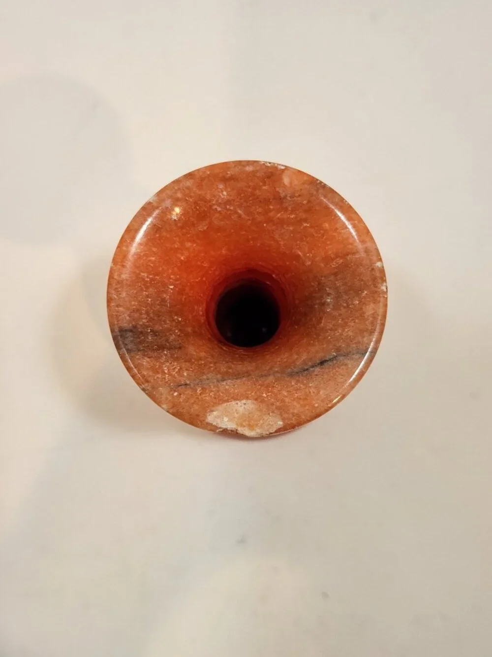 Vintage MCM Handcarved Mini Orange Onyx Marble Bud Vases Set of 2
